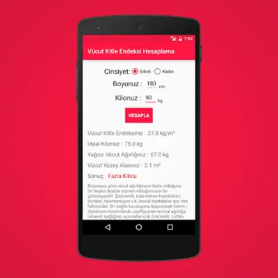 Vücut Kitle Endeksi Hesaplama android App screenshot 1