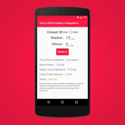 Vücut Kitle Endeksi Hesaplama android App screenshot 2